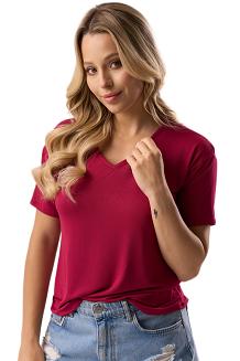 Bluzka damska z krótkim rękawem SERINA bordowa