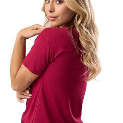Bluzka damska z krótkim rękawem SERINA bordowa