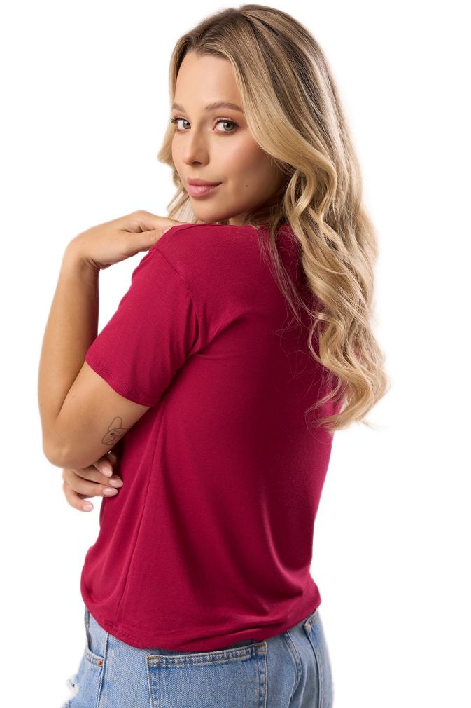 Bluzka damska z krótkim rękawem SERINA bordowa
