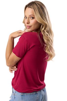 Bluzka damska z krótkim rękawem SERINA bordowa
