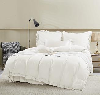 Pościel Ruffy 160x200 ecru z falbanką