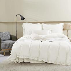 Pościel Ruffy 160x200 ecru z falbanką