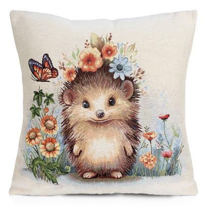 Poszewka dekoracyjna gobelin 45x45 Eurofirany naturalna wielokolorowa wiosenny jeż