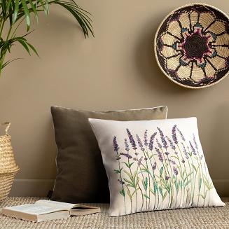 Poszewka dekoracyjna 45x45 Eurofirany naturalna zielona fioletowa lawenda