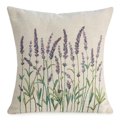 Poszewka dekoracyjna gobelin 45x45 Eurofirany naturalna zielona fioletowa lawenda