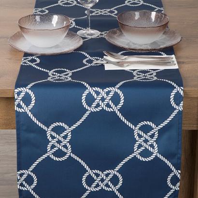 Obrus/bieżnik dekoracyjny wodoodporny GARDEN 40x140 Eurofirany granatowy w stylu marynistycznym