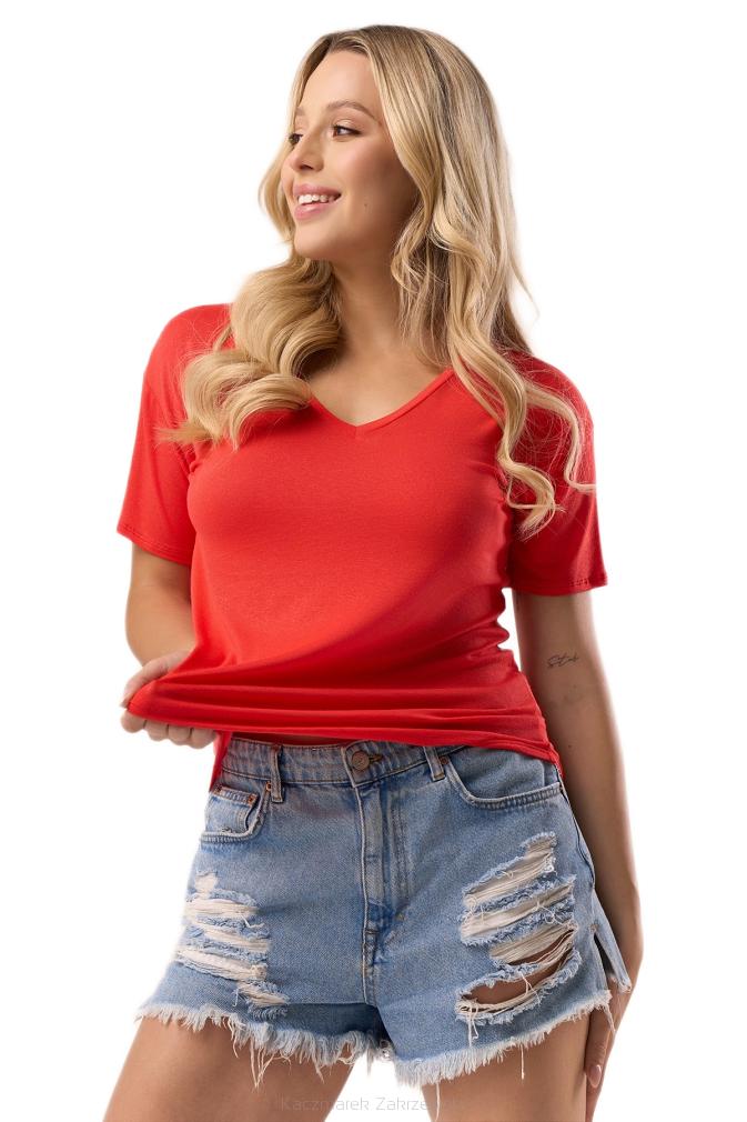Bluzka damska z krótkim rękawem SERINA czerwona