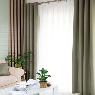 Zasłona gotowa na przelotkach JODEŁKA 140x250 szarozielona