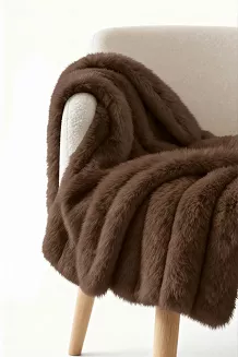 Koc BUNNY 150x200 brązowy Gruby Futrzany Puszysty