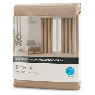 Zasłona gotowa na przelotkach DARLA 140x250 Eurofirany ciemnobeżowy