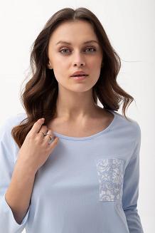 Piżama damska LUNA kod 335 błękitna kremowe kwiaty