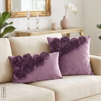 Poszewka dekoracyjna FLORES 45x45 Eurofirany ciemnoróżowy