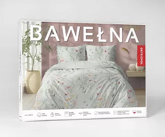 Pościel bawełniana 220x200 Detexpol szałwiowa pastelowe kwiaty i polne rośliny