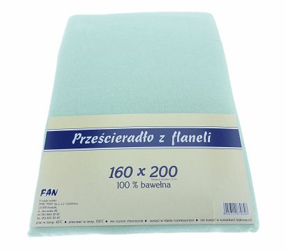 Prześcieradło flanelowe 160x200 FAN seledyn