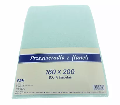 Prześcieradło flanelowe 160x200 FAN seledyn