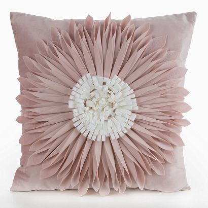 Poszewka dekoracyjna FLORES 45x45 Eurofirany pudrowa kremowa kwiat 3D