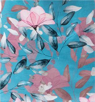 Szlafrok damski LUNA kod 392 turkusowy w różowe kwiaty