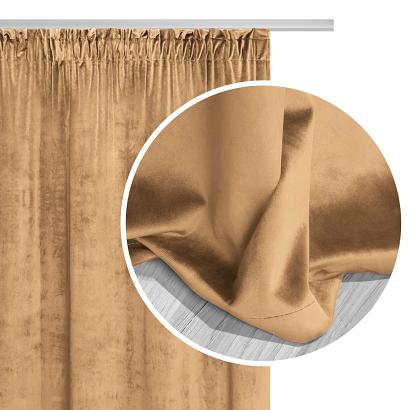 Zasłona gotowa na taśmie VELVET SOFT 140x270 welurowa miodowa