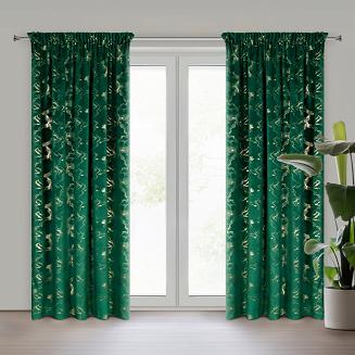 Zasłona gotowa na taśmie RAJA 140x270 Eurofirany ciemnozielony