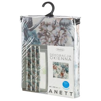 Zasłona gotowa na przelotkach ANETT 145x250 Eurofirany kremowy
