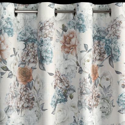Zasłona gotowa na przelotkach ANETT 145x250 Eurofirany kremowa miętowa ogrodowe kwiaty