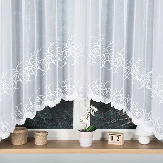 Firanka żakardowa gotowa na żabki BAKARO 420x160 biała