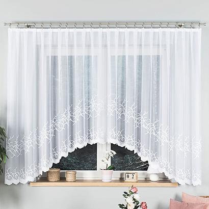 Firanka żakardowa gotowa na żabki BAKARO 420x160 biała