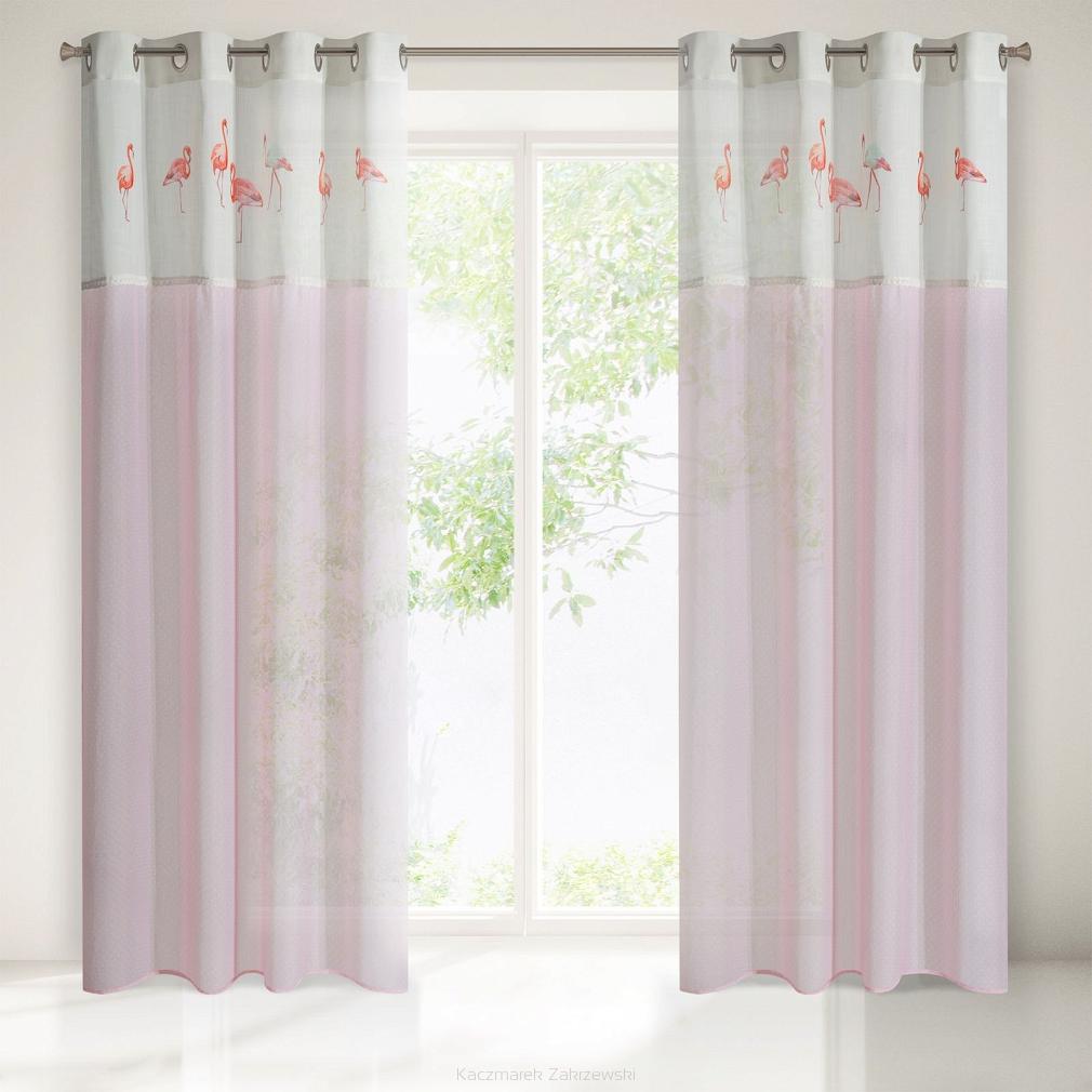 Zasłona gotowa na przelotkach FLAMINGO 140x250 Eurofirany różowy