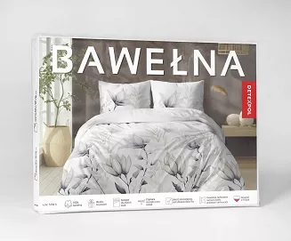 Pościel bawełniana 220x200 Detexpol biała beżowa grafitowa w lilie i trawy