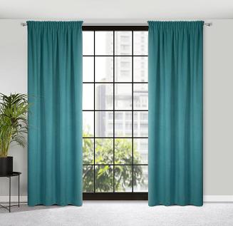 Zasłona gotowa na taśmie CARLO 130x300 Eurofirany ciemnoturkusowy