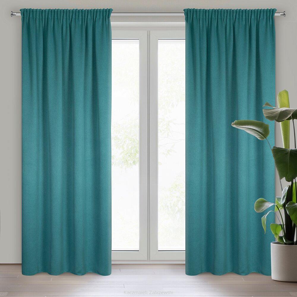Zasłona gotowa na taśmie CARLO 130x300 Eurofirany ciemnoturkusowy