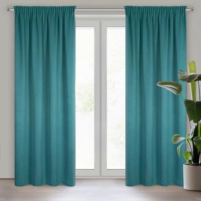 Zasłona gotowa na taśmie CARLO 130x300 Eurofirany ciemnoturkusowa