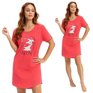 Koszula damska LUNA kod 195 koralowa z nadrukiem