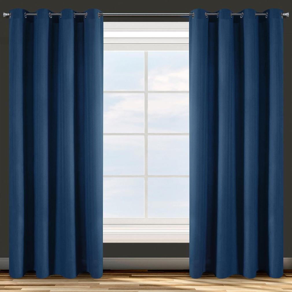 Zasłona gotowa na przelotkach ADORE 140x250 Eurofirany ciemnoniebieska