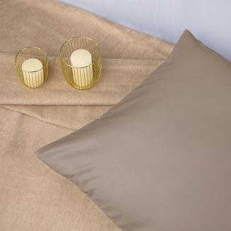 Poszewka satyna bawełniana 50x60 jednobarwna ciemnobeżowa