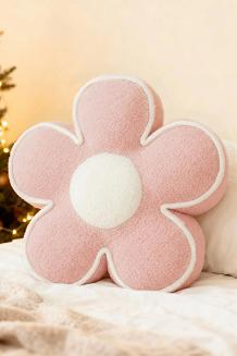 Poduszka dekoracyjna z bukli Kwiatek 50x15 pudrowa