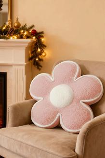 Poduszka dekoracyjna z bukli Kwiatek 50x15 pudrowa