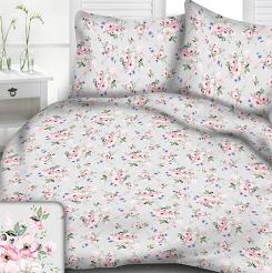 Pościel z kory 160x200 wzór polne róże na szarym tle