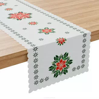 Bieżnik wodoodporny świąteczny NINA 50x100 FOLK GWIAZDA BETLEJEMSKA biały