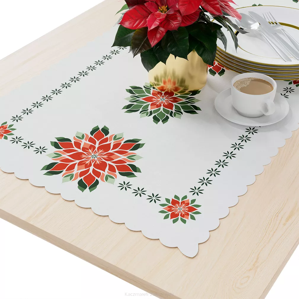 FOLK GWIAZDA BETLEJEMSKA Bieżnik NINA WODOODPORNA 50x100cm kolor 001 biały PBN341/KSP/C01/050100/1