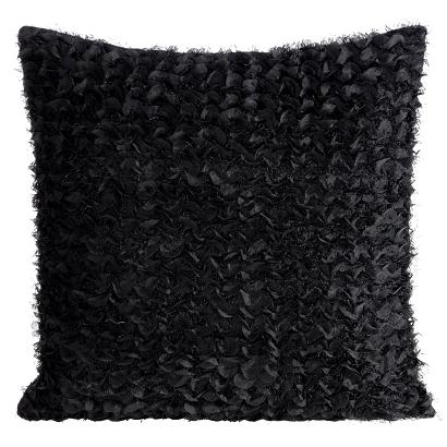 Poszewka dekoracyjna TIFFANY 45x45 Eva Minge Eurofirany czarna szyfonowa zdobiona moherową nicią