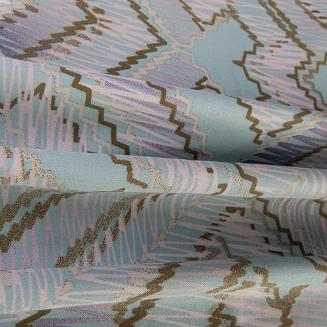 Pościel satyna bawełniana NENSI 200x220 błękitna szara w geometrycznym wzorze