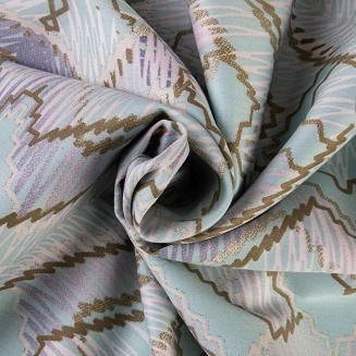 Pościel satyna bawełniana NENSI 200x220 błękitna szara w geometrycznym wzorze