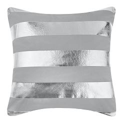 Poszewka dekoracyjna STRIPE 45x45 szara srebrna pasy