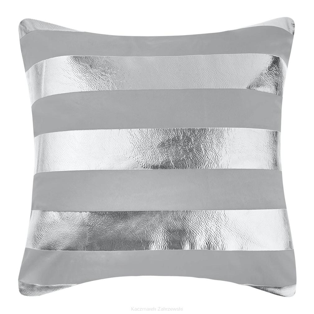 Poszewka dekoracyjna STRIPE 45x45 szara srebrna pasy