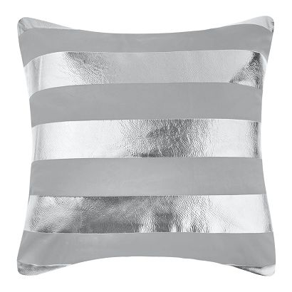 Poszewka dekoracyjna STRIPE 45x45 szara srebrna pasy