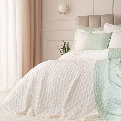 Narzuta dekoracyjna z falbaną WERONA 200x220 ecru