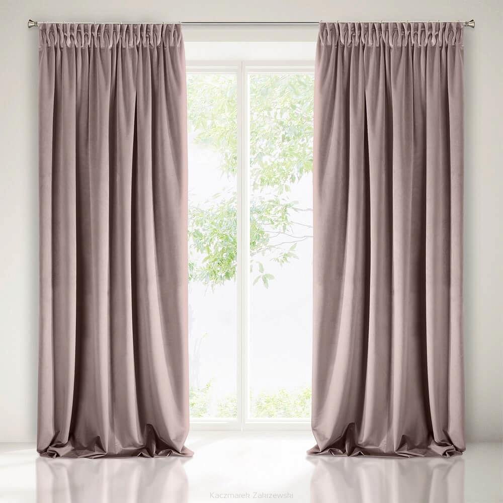 Zasłona gotowa na taśmie VILLA 140x270 Eurofirany pudrowy róż