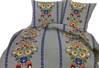 Pościel z kory 100% bawełna 160x200 wzór łowicki 2 na białym tle