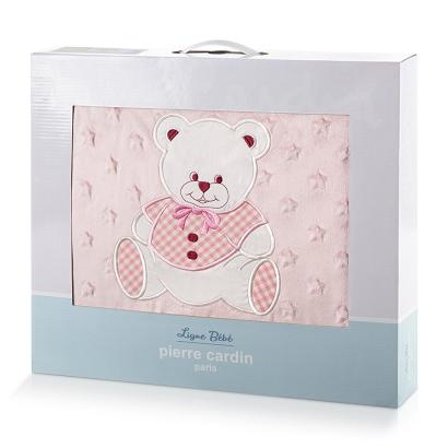 Koc Pierre Cardin BABY4 110x140 Pierre Cardin Eurofirany różowy biały gwiazdki miś